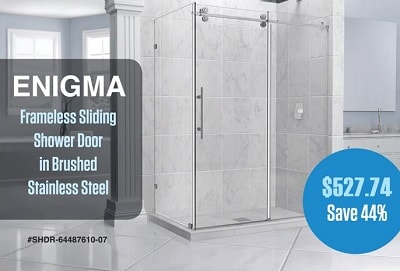 不锈钢DreamLine SHDR-64487610-07 Enigma无框滑动淋浴门