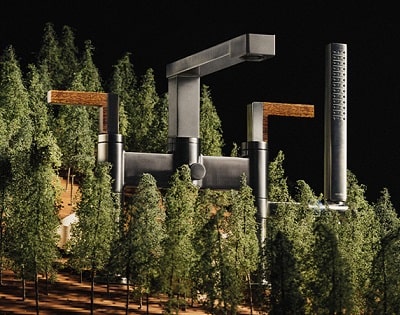 弗兰克·劳埃德·赖特在森林里展示的浴缸填充物